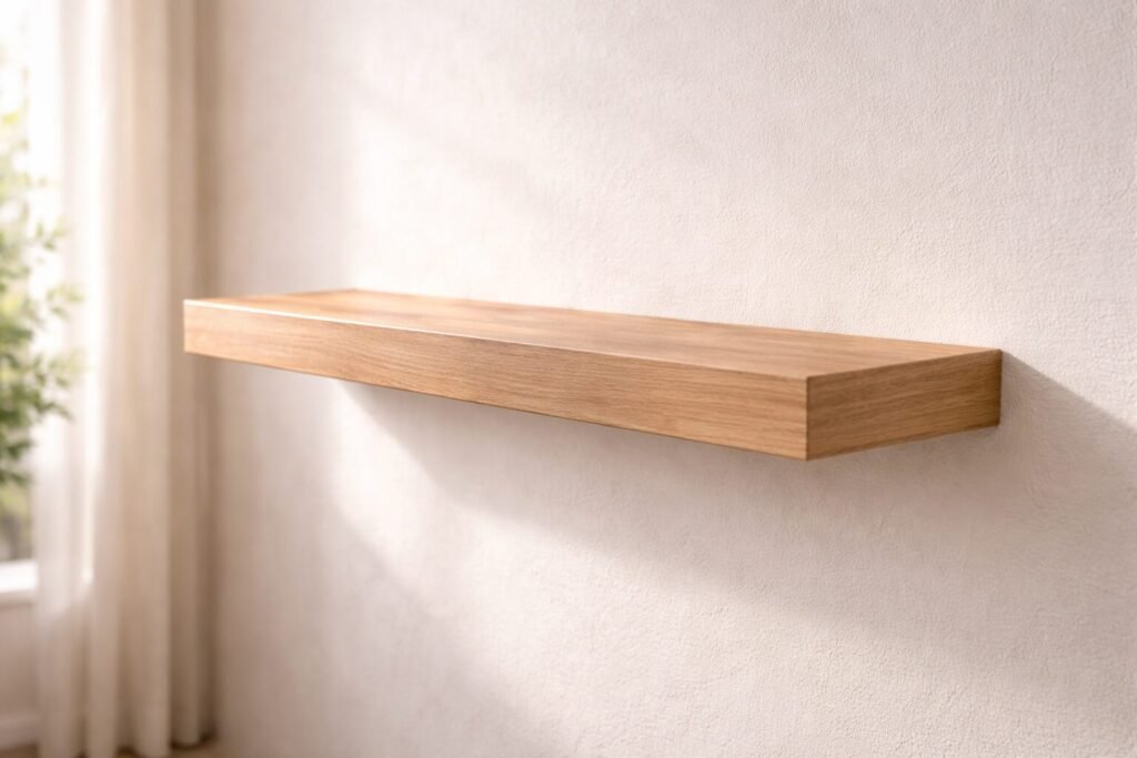 Light wood floating shelf